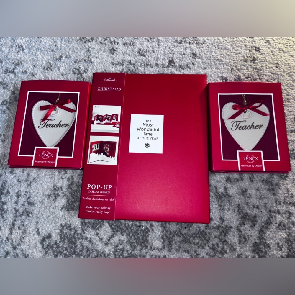 Teacher Christmas Gift 2 Lenox Teacher Ornaments and photo book
